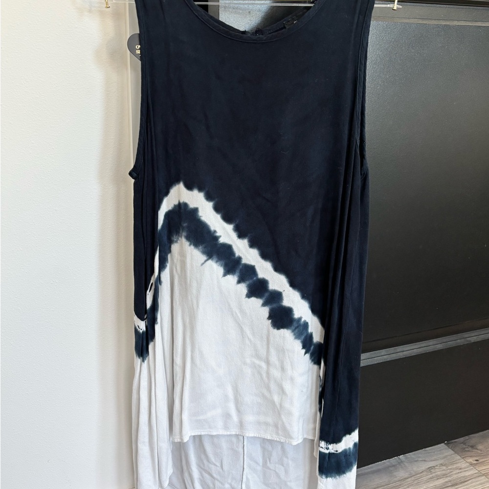 Navy and cream high low dress or shirt